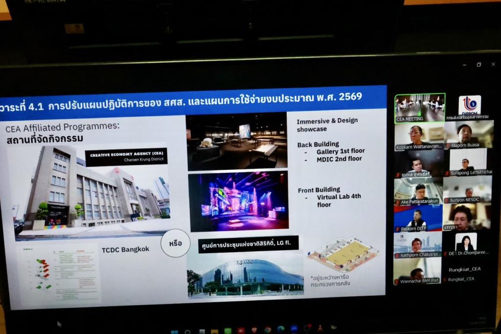 “อธิบดีณัฏฐิญา” ร่วมประชุมบอร์ด CEA ทบทวนแผน ปรับกลยุทธ์ พร้อมรับมืองบปี 70 ผลักดันไอเดียสร้างสรรค์ไทยสู่เวทีโลก