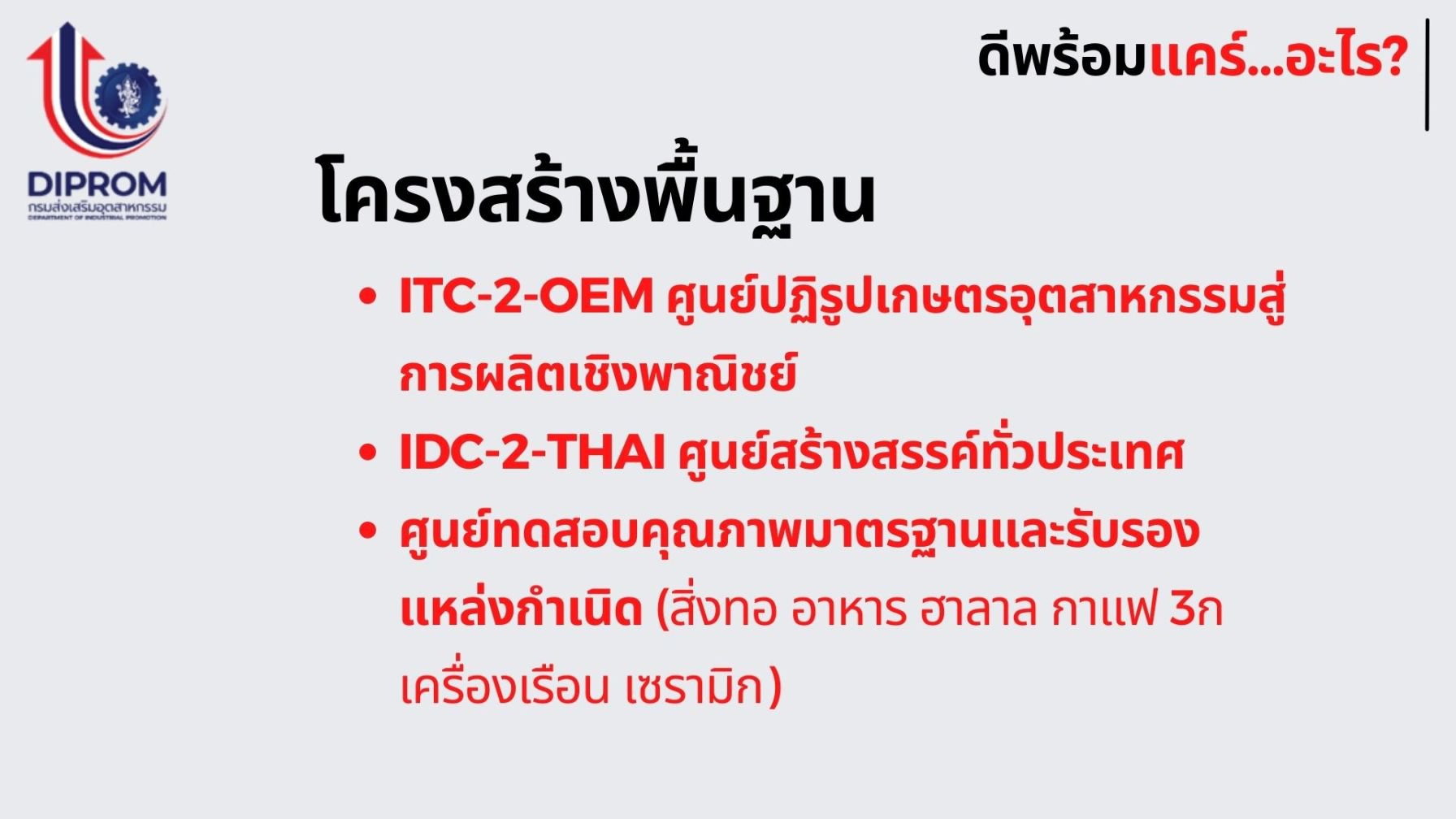 กรมส่งเสริมอุตสาหกรรม (กสอ.) หรือ ดีพร้อม เปิดแนวทางการส่งเสริมผู้ประกอบการเอสเอ็มอีและธุรกิจภาคอุตสาหกรรมผ่านนโยบาย “ดีพร้อมแคร์”
