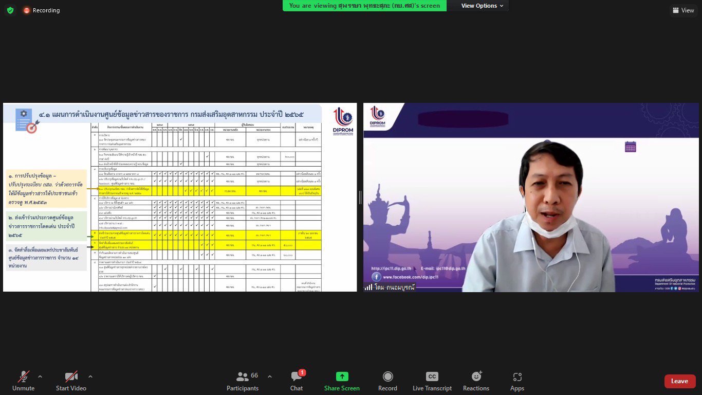 "รสอ.ณัฏฐิญา" นำทีมประชุมคณะกรรมการข้อมูลข่าวสารของราชการ กรมส่งเสริมอุตสาหกรรม ครั้งที่ 1/2565 