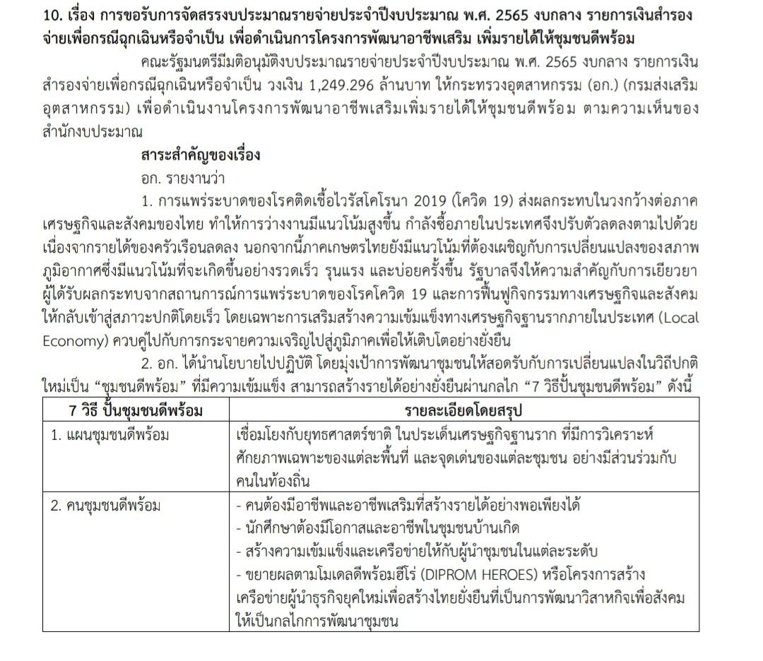 ครม. อนุมัติงบกลางให้ 'ดีพร้อม'! เร่งพัฒนาอาชีพเสริม เพิ่มรายได้ให้ชุมชนดีพร้อม ผ่านกลไก “7 วิธี ปั้นชุมชนดีพร้อม” 